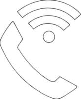 Call with wifi sign in black line art illustration. vector