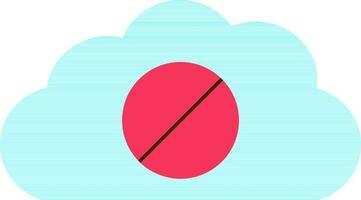 Pink rejected sign on blue cloud. vector