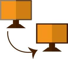 datos transferir en naranja y marrón computadora. vector