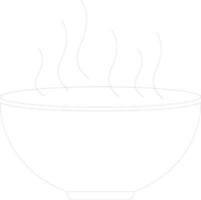 Black line art hot bowl on white background. vector