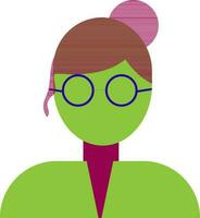 Character of woman wearing eyeglasses. vector