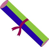 Pink, green and blue scroll with ribbon. vector