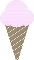 Pink and brown decorated cone ice cream. vector