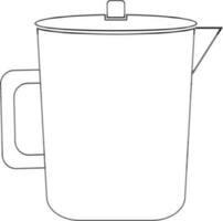 Black line art jug on white background. vector