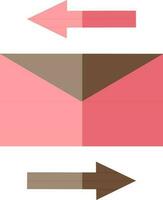 plano estilo enviando envolope en rosado y marrón color. vector