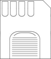 Isolated memory card in black line art illustration. vector