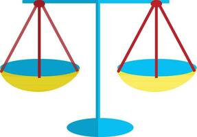 Blue and red balance scale on white background. vector