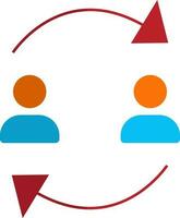 Character of two man rotating red arrow. vector