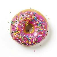 Chocolate Donut with Sprinkles on White, generate ai photo