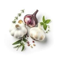 garlic isolated on white background, generate ai photo