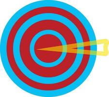 Yellow target arrow with blue and red bullseye. vector