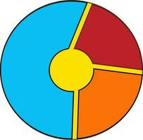 Colorful pie chart in black line art. vector