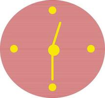 Illustration of a wall clock in red and yellow color. vector