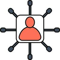 User Connection or Networking icon in orange and gray color. vector