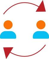 Character of two man rotating red arrow. vector