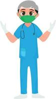 Character of a young doctor in uniform. vector