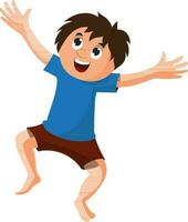 Happy boy and jump on white background. vector