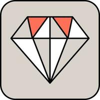 Flat style Diamond icon on gray square background. vector