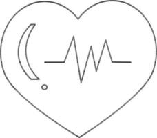 Flat style black line art heart cardiogram. vector