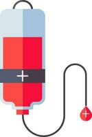 Blood transfusion bag icon in red, blue and grey color. vector