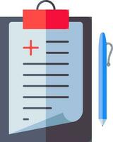 Medical Clipboard with Pen icon in flat style. vector