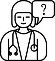 Line art illustration of Doctor Asking Question icon. vector