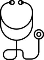 Line art Stethoscope icon in flat style. vector