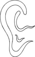 Isolated black line art ear in flat style. vector