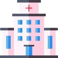 hospital edificio icono en rosado y azul color. vector