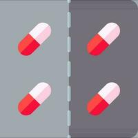 Capsule packet icon in grey and red color. vector