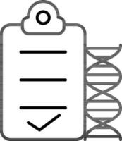 Check DNA report icon in black line art. vector