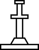 Sword in stone icon in black line art. vector