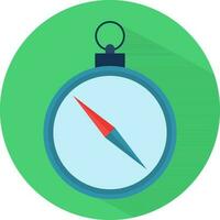 Flat style Compass icon in green background. vector