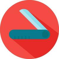 Pocket knife icon in blue color on red background. vector