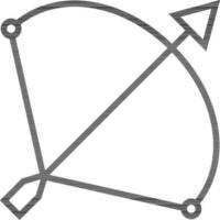 Bow with Arrow icon in thin line art. vector