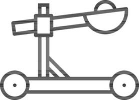 Catapult icon in black line art. vector