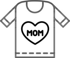 Mom T-Shirt icon in black line art. vector