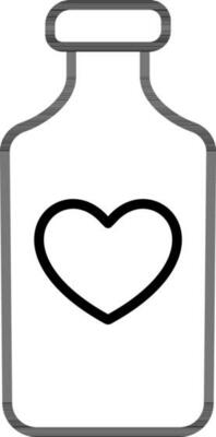 Love potion icon in black line art.