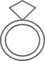 Diamond Ring icon in thin line art. vector