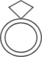 Diamond Ring icon in thin line art. vector