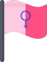 Pink Flag with Venus Sign icon in flat style. vector