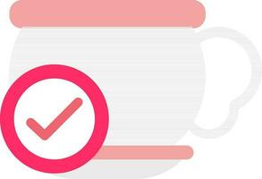 Check or Right drink cup icon in gray and red color. vector