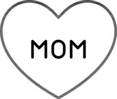 Mom text in Heart Shape icon. vector
