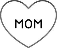 Mom text in Heart Shape icon. vector