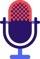 Flat Style Microphone icon in red and purple color. vector