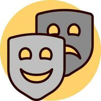 Sad and Happy face mask icon in gray color. vector