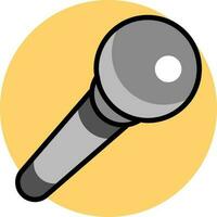 Gray Microphone icon on yellow round circle background. vector