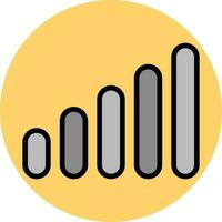 Gray bar graph icon on yellow round background. vector