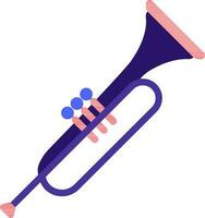 plano estilo trompeta icono en púrpura y rojo color. vector