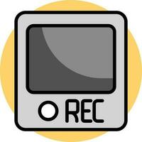 Illustration of Rec recording icon in gray color. vector